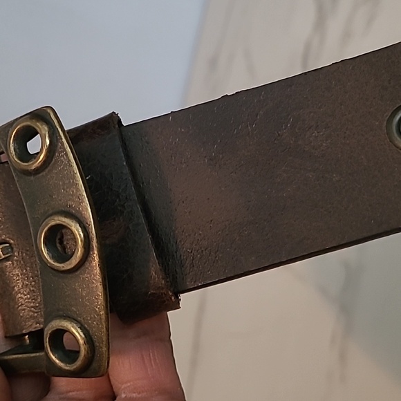 Express Brown Leather Grommets Women's Belt Medium Casual Neutral Gorpcore - Picture 7 of 8